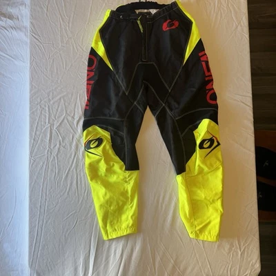 Pantalones de motocross rojo negro amarillo O'Neal adulto talla 30 Element Dirt-PEQUEÑO AGUJERO Foto 1 de 4