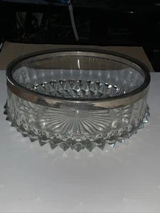 Vintage Fostoria amerikanischer Kristall schwer geschliffenes Glas Schale mit Silberrand 8 Zoll - Bild 1 von 5