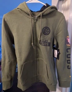 Chicago Cubs New Era Army Green Armed Forces Day Men's Zip-Up Hoodie Small - Picture 1 of 5