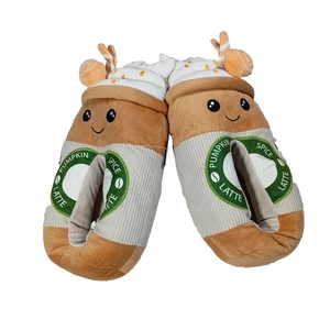 Feetmoji Women's SIZE 11-12 Pumpkin Latte Plush Slippers Color Pumpkin Latte NEW - Picture 1 of 23