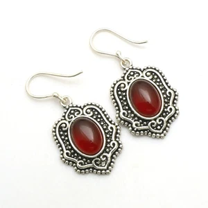 Garnet Gemstone Handmade Drop Dangle Earrings Jewelry For Women 1.72" AE-89000 - Picture 1 of 1