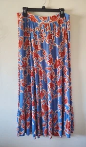 Jessica Simpson Women's L Maxi Skirt Tiered Elastic Back Waist Floral Blue/Multi - Picture 1 of 10