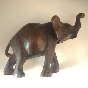 Vintage Wooden Elephant Hand Carved Wood - Picture 1 of 8