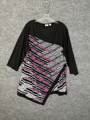 Blusa túnica artística Cato para mujer talla 18/20 dobladillo asimétrico elástico oficina boho Foto 1 de 4