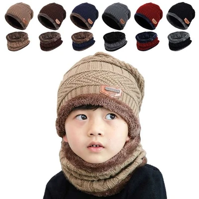 Conjunto de bufanda sombrero de invierno cálido polar pasamontañas nieve esquí gorro gorra para niño niña Foto 1 de 4