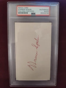 WARREN SPAHN 1942-65 HOFER HAND SIGNED INDEX CARD SLABBED AUTHENTIC PSA/DNA - Picture 1 of 1