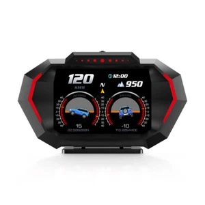 OBD2 GPS HUD Gauge Head Up Display Car Digital Speedometer Turbo RPM Alarm Temp - Foto 1 di 24