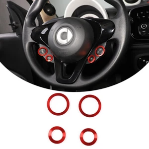 Red Alloy Steering Wheel Button Ring Cover For 16-21 Mercedes Benz Smart Fortwo - Picture 1 of 12