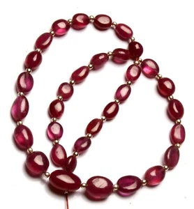 Gemas de zafiro rosa natural tamaño 8 a 10 mm cuentas lisas en forma de pepita hilo de 14" - Imagen 1 de 8