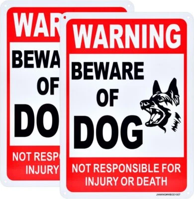 Beware of Dog Sign, Warning Not 10 x 7 Inch, Red white and black  - Image 1 of 4