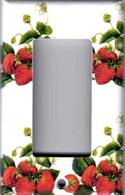 MORANGOS COM FLORES COZINHA DECORAÇÃO CASA INTERRUPTOR DE LUZ PRATOS E TOMADAS - Imagem 1 de 4