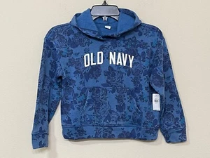 Old Navy Girls Blue Floral Print Long Sleeve Hooded Comfort Soft Hoodie S(6-7) - Picture 1 of 7