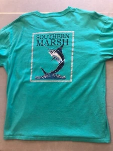 Southern Marsh Shirt Men's Extra Large Teal Marlin Summery Fishing Tee - Picture 1 of 6