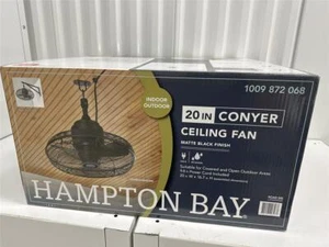 Hampton Bay Conyer 20" 3-Speed Anywhere Fan Matte Black w/ Hanging Hook - Picture 1 of 7