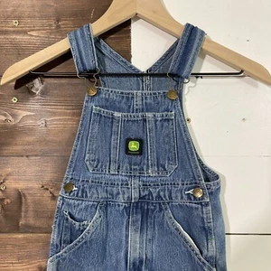 John Deere Dark Wash Bib Overalls Denim Jeans Farm Blue Youth Size 5 - Picture 1 of 9