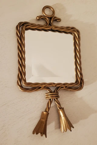Vintage Twisted Rope Beveled Mirror Tassles  Homco Home Interior 9" x 5" METAL Cover
