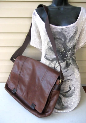 Fossil коричневый кожаный портфель через плечо Messenger сумка для ноутбука - Изображение 1 из 4