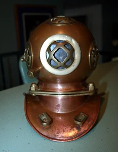 Vintage Copper & Brass Mini 8" Replica Deep Sea Diving Helmet US Navy Mark V - Picture 1 of 6