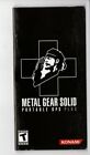 Metal Gear Solid Portable Ops Plus PSP MANUAL ONLY Authentic Insert