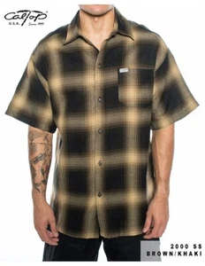 CALTOP OLD SCHOOL FLANNEL VETERANO SHORTSLEEVE SHIRT PLAID SM-5X GANGSTER - Picture 1 of 31
