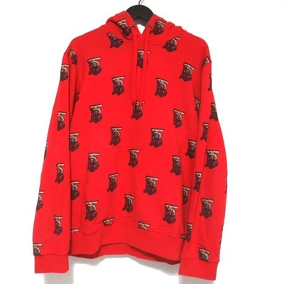 Moletom com capuz BURBERRY TB monograma pulôver LG vermelho masculino USADO - Imagem 1 de 4