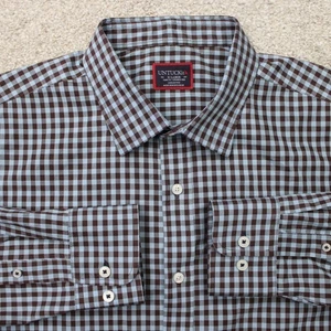 UNTUCKit Shirt Men XL Blue/Brown McLaren Slim Fit Wrinkle Free Cotton L/S Button - Picture 1 of 14