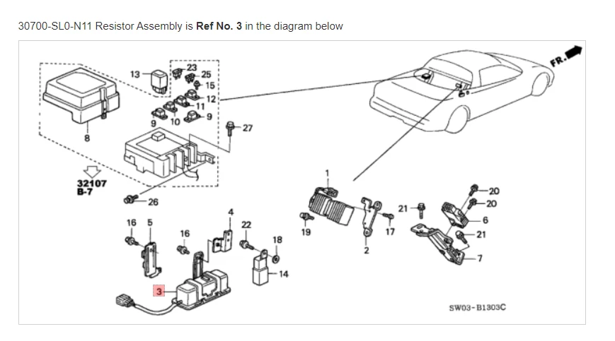 Unidad de control de montaje de resistencia NSX HONDA ACURA GEN1INE OEM ☆ 30700-SL0-N11 ☆ Foto 1 de 1