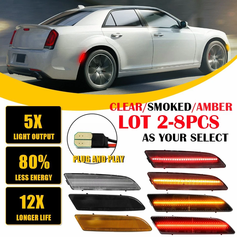 2-8 PIEZAS Para 04-08 Chrysler Crossfire Claro Humo Delantero Trasero LED Luz Marcadora Lateral Foto 1 de 1