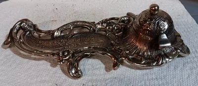 Escritorio Tintero Plateado Pesado Hogar Oficina Regalo Foto 1 de 3