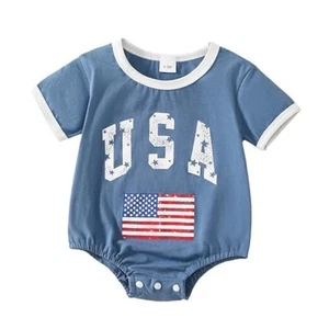 Baby Boy/Girl 4th of July Outfit USA Bubble Romper American 6-12 Months Blue - Picture 1 of 8
