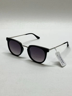 Gafas de sol redondas Tahari mate negro marco plateado gris degradado lentes TH713 MOX Foto 1 de 4