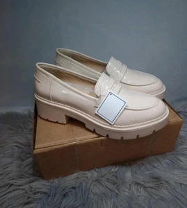 Simply Be Ivory Cream Mina Heeled Loafer Shoes Wide Fit Size 7 - Picture 1 of 5