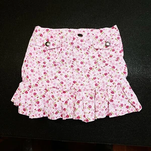 Copper Key Girls Size 4 Pink Rose Pattern Ruffled Denim Skorts - Picture 1 of 18