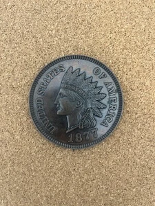 Vintage Oversized 3" 1877 Novelty Indian Head Penny Large Coaster Paperweight - Picture 1 of 3