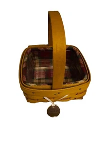 LONGABERGER 2001 Tarragon Charm BASKET Signed HandWoven Wood w/ Protective Liner - Picture 1 of 7