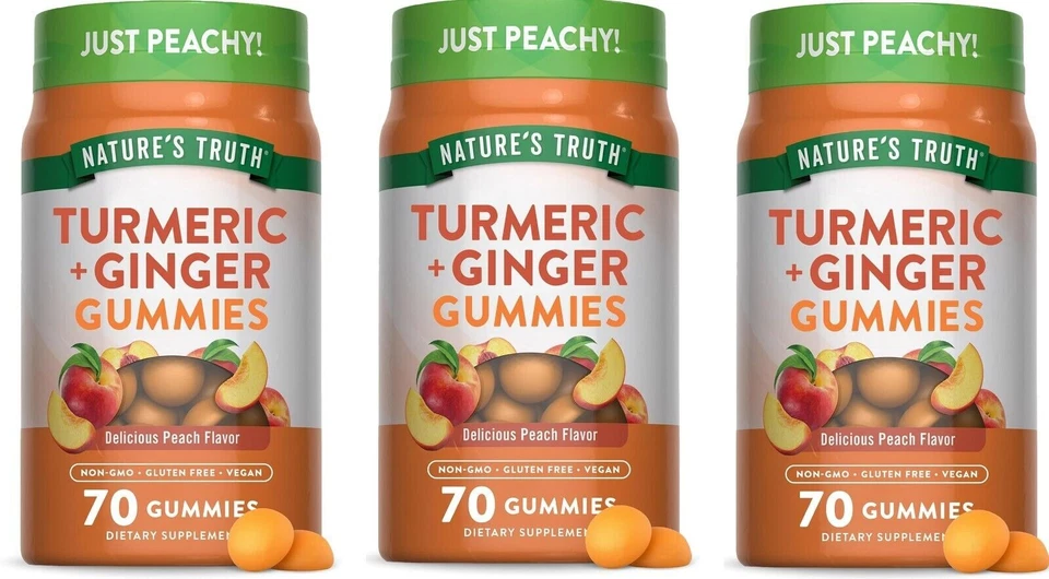Nature's Truth Turmeric Curcumin Ginger 70 Peach Gummies 2022