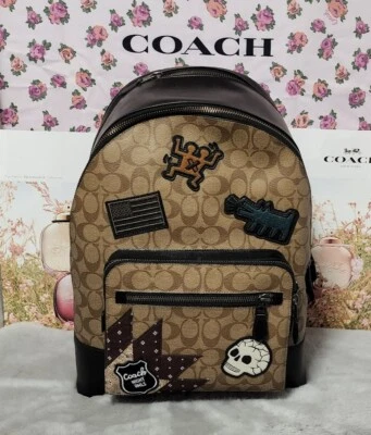 Coach Mens unisex Keith Haring Backpack Signature Canvas patches NWT - Image 1 of 4