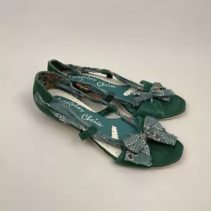 Tacchi nuovi irregolari a scelta slip on UK 5 EU 38 tessuto pelle verde tacco basso - Foto 1 di 11