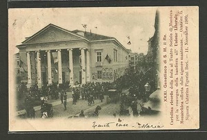Festa al Teatro Sociale di Mantova Consegna Bandiera Unione Liberale 11 11 1900 - Imagen 1 de 2