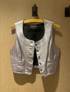 1994 Chanel Metallic Lambskin Waistcoat with 100% Silk Lining - Picture 1 of 6
