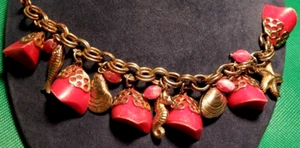 Vintage MCM Sea Life Charm Bracelet starfish, clams, fish, chunky corals - Picture 1 of 7
