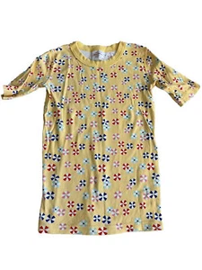 Hanna Andersson Yellow Floral Multi Organic Cotton Pajama Top Short Sleeve Sz 12 - Picture 1 of 6