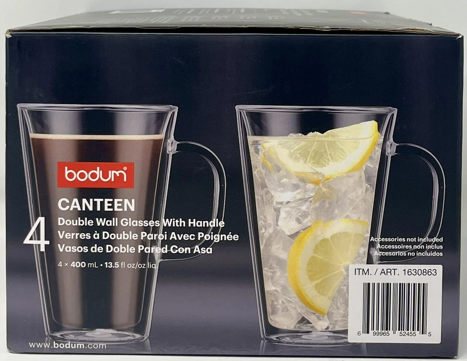 bodum Mezzo Veneziano Mouth-Blown Glass Cup & Saucer (4 Pieces 2 Cups/2 Saucer)