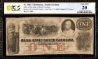 1861 $1 Bill South Carolina Bank Note Currency Paper Money Civil War Pcgs