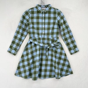 NWOT Classic Prep Marlowe Shirtdress Girls 8 Moonrise Gingham Flannel Belted - Picture 1 of 16