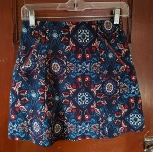 NWT HOLLISTER Women's S Blue Red White Patterned Cotton Polyester Spandex Skirt - Picture 1 of 6