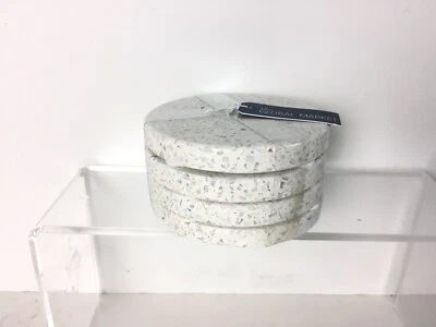 "Nuevo juego de 4 posavasos redondos de mármol blanco The Global Market tamaño 4""" Foto 1 de 4