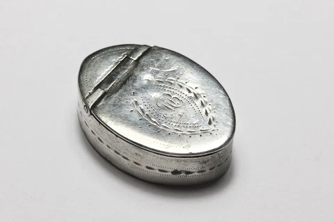 Rare Georgian silver navette shaped miniature snuff box 1792 Samuel Pemberton Cover