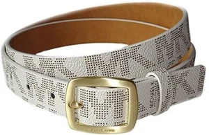 Michael Kors Gürtel Vanilla Mini Printed MK Logo Gold Buckle (Skinny) Gr. Large - Bild 1 von 2