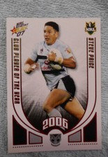2007 RUGBY LEAGUE 2006 CLUB PLAYER OF THE YEAR CP14 STEVE PRICE, NZ WARRIORS